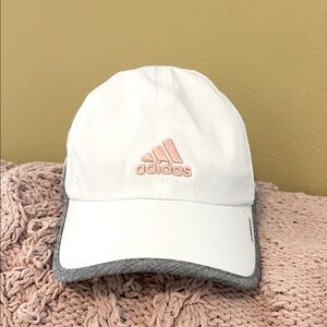 Adidas Women’s White and Gray Aeroready Hat with Pink Logo